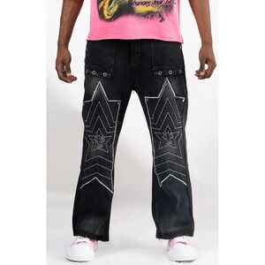 Watson Denim Baggy Balck Grey Vintage‎ Wash Denim Jeans. Pants Stars, Sz 36x28